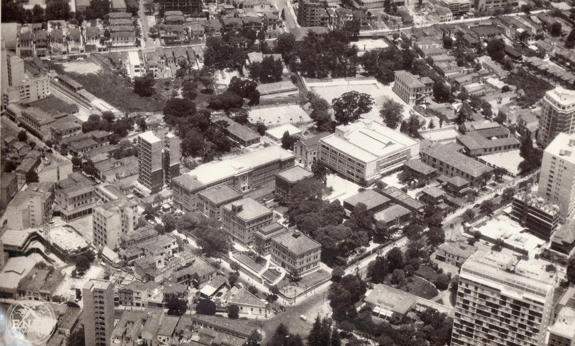 Vista aérea do campus de Higienópolis, 1959.